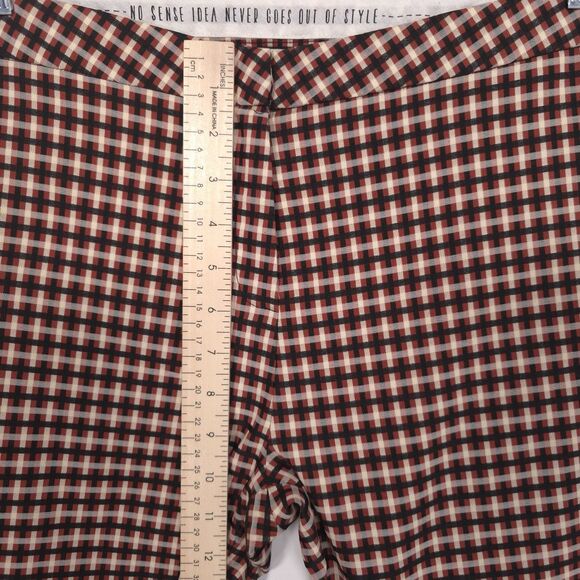 ALYSI Women’s Pants Size 12 Plaid Check Gingham ITALY MADE Skinny Straight Brown - Picture 5 of 12